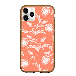 Чехол iPhone 11 Pro матовый Красочный ЦвеТочный Узор, цвет: 3D-коричневый