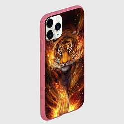 Чехол iPhone 11 Pro матовый Огненный тигр Сила огня, цвет: 3D-малиновый — фото 2