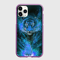 Чехол iPhone 11 Pro матовый Водяной голубой Тигр, цвет: 3D-фиолетовый