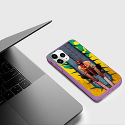 Чехол iPhone 11 Pro матовый Chainsaw Man - Дэндзи, цвет: 3D-фиолетовый — фото 2