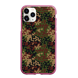 Чехол iPhone 11 Pro матовый Военный Камуфляж Military, цвет: 3D-малиновый