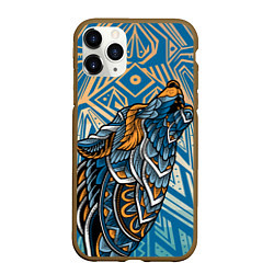 Чехол iPhone 11 Pro матовый Синий волк в графике, цвет: 3D-коричневый