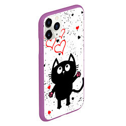 Чехол iPhone 11 Pro матовый Влюблённый котик Cat Love, цвет: 3D-фиолетовый — фото 2