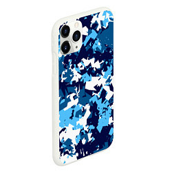 Чехол iPhone 11 Pro матовый Сине-бело-голубой камуфляж, цвет: 3D-белый — фото 2
