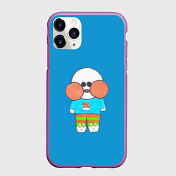 Чехол iPhone 11 Pro матовый Лалафанфан Бумажная Уточка на синем, цвет: 3D-фиолетовый