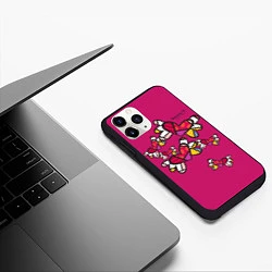 Чехол iPhone 11 Pro матовый Romero Britto - flying hearts, цвет: 3D-черный — фото 2