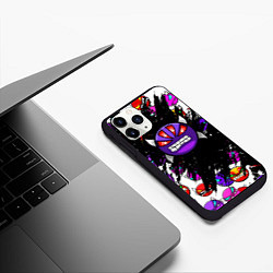 Чехол iPhone 11 Pro матовый Geometry Dash смайлы demon, цвет: 3D-черный — фото 2