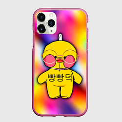 Чехол iPhone 11 Pro матовый Лалафанфан Lalafanfan Duck, цвет: 3D-малиновый