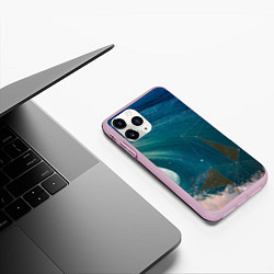 Чехол iPhone 11 Pro матовый Геометрия на волне, цвет: 3D-розовый — фото 2