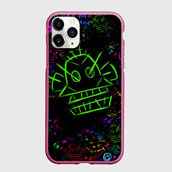 Чехол iPhone 11 Pro матовый League Of Legends неон - Arcane, цвет: 3D-малиновый