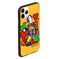 Чехол iPhone 11 Pro матовый Girl with hearts, цвет: 3D-черный — фото 2