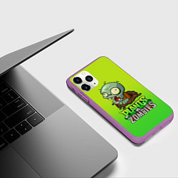 Чехол iPhone 11 Pro матовый Plants vs Zombies зомби, цвет: 3D-фиолетовый — фото 2