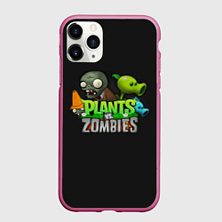 Чехол iPhone 11 Pro матовый Персонажи Plants vs Zombies, цвет: 3D-малиновый