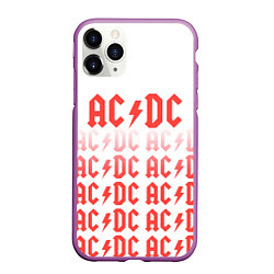 Чехол iPhone 11 Pro матовый Acdc Паттерн, цвет: 3D-фиолетовый