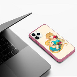 Чехол iPhone 11 Pro матовый Линк и Зельда с яблоками, цвет: 3D-малиновый — фото 2