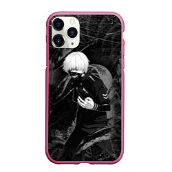 Чехол iPhone 11 Pro матовый Токийский Гуль Канеки Кен ЧБ, цвет: 3D-малиновый