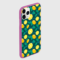 Чехол iPhone 11 Pro матовый Цитрус паттерн, цвет: 3D-фиолетовый — фото 2