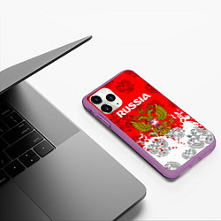 Чехол iPhone 11 Pro матовый Russia Паттерн Гербов, цвет: 3D-фиолетовый — фото 2