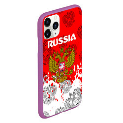 Чехол iPhone 11 Pro матовый Russia Паттерн Гербов, цвет: 3D-фиолетовый — фото 2