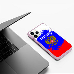 Чехол iPhone 11 Pro матовый Russia Геометрия, цвет: 3D-розовый — фото 2