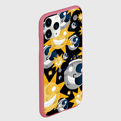 Чехол iPhone 11 Pro матовый Солнце и Луна из FNAF Security Breach Паттерн, цвет: 3D-малиновый — фото 2