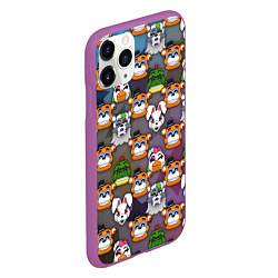 Чехол iPhone 11 Pro матовый Фредди, Рокси, Ванни, Чика и Монтгомери, цвет: 3D-фиолетовый — фото 2
