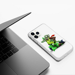 Чехол iPhone 11 Pro матовый Plants vs Zombies горохострел против зомби, цвет: 3D-белый — фото 2