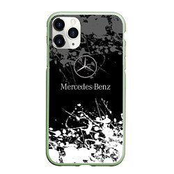 Чехол iPhone 11 Pro матовый Mercedes-Benz Брызги красок, цвет: 3D-салатовый