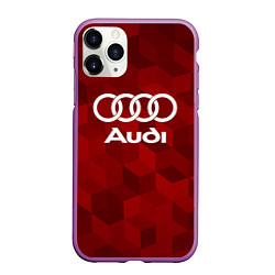 Чехол iPhone 11 Pro матовый Ауди, Audi Красный фон, цвет: 3D-фиолетовый