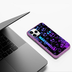 Чехол iPhone 11 Pro матовый Marshmello логотип, цвет: 3D-фиолетовый — фото 2