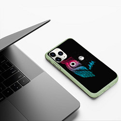 Чехол iPhone 11 Pro матовый Ночная сова Градиент, цвет: 3D-салатовый — фото 2