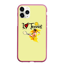 Чехол iPhone 11 Pro матовый Я Люблю Tennis, цвет: 3D-малиновый