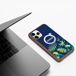 Чехол iPhone 11 Pro матовый Volvo Тропические листья, цвет: 3D-коричневый — фото 2