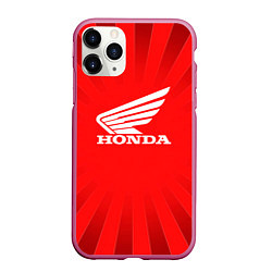 Чехол iPhone 11 Pro матовый Honda красные линии, цвет: 3D-малиновый