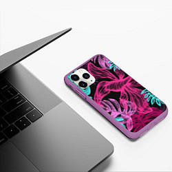 Чехол iPhone 11 Pro матовый Папоротниковый неон, цвет: 3D-фиолетовый — фото 2