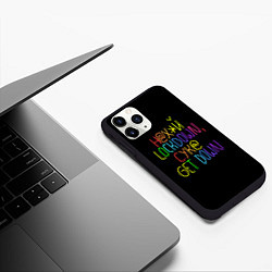 Чехол iPhone 11 Pro матовый Н Х*Й LOCKDOWN, СУК GET DOWN, цвет: 3D-черный — фото 2
