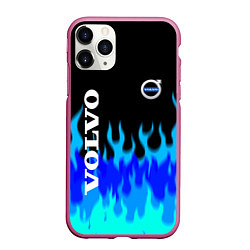 Чехол iPhone 11 Pro матовый Volvo размытый огонь, цвет: 3D-малиновый