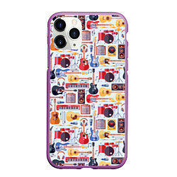 Чехол iPhone 11 Pro матовый Рок Музыкант, цвет: 3D-фиолетовый