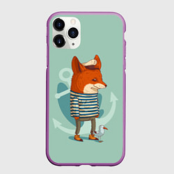 Чехол iPhone 11 Pro матовый Лис-моряк, цвет: 3D-фиолетовый