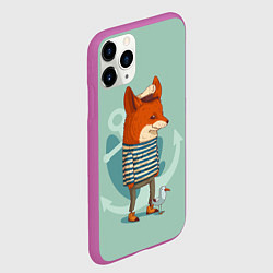 Чехол iPhone 11 Pro матовый Лис-моряк, цвет: 3D-фиолетовый — фото 2