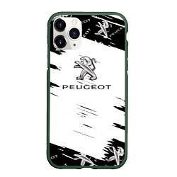 Чехол iPhone 11 Pro матовый Peugeot Auto Бренд, цвет: 3D-темно-зеленый