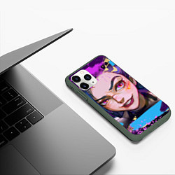 Чехол iPhone 11 Pro матовый Jinx Arcane граффити, цвет: 3D-темно-зеленый — фото 2