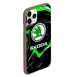 Чехол iPhone 11 Pro матовый Skoda: Auto Logo, цвет: 3D-коричневый — фото 2