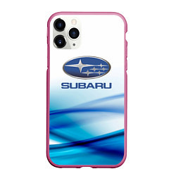 Чехол iPhone 11 Pro матовый Subaru Спорт текстура, цвет: 3D-малиновый