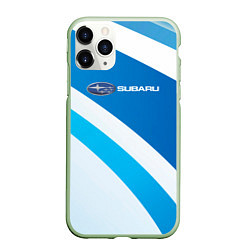 Чехол iPhone 11 Pro матовый Subaru Logo спорт, цвет: 3D-салатовый