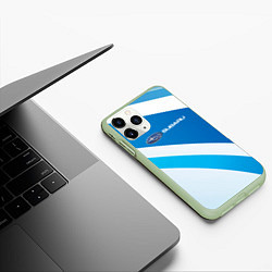 Чехол iPhone 11 Pro матовый Subaru Logo спорт, цвет: 3D-салатовый — фото 2