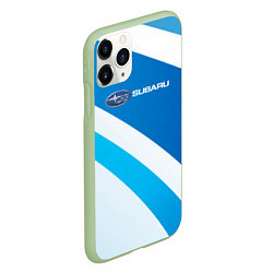 Чехол iPhone 11 Pro матовый Subaru Logo спорт, цвет: 3D-салатовый — фото 2