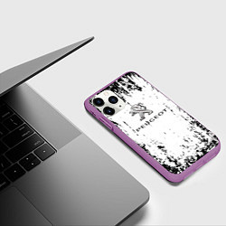 Чехол iPhone 11 Pro матовый Peugeot паттерн львов, цвет: 3D-фиолетовый — фото 2