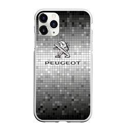 Чехол iPhone 11 Pro матовый Peugeot серая мозаика, цвет: 3D-белый