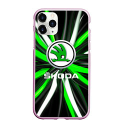 Чехол iPhone 11 Pro матовый Skoda - Вспышка, цвет: 3D-розовый